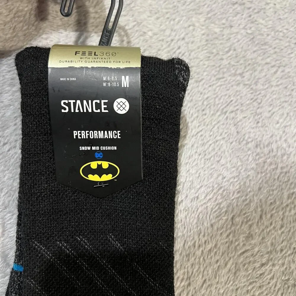 Stance Performance Batman Snow Socks Mens Medium Black Over Calf Wool Ski